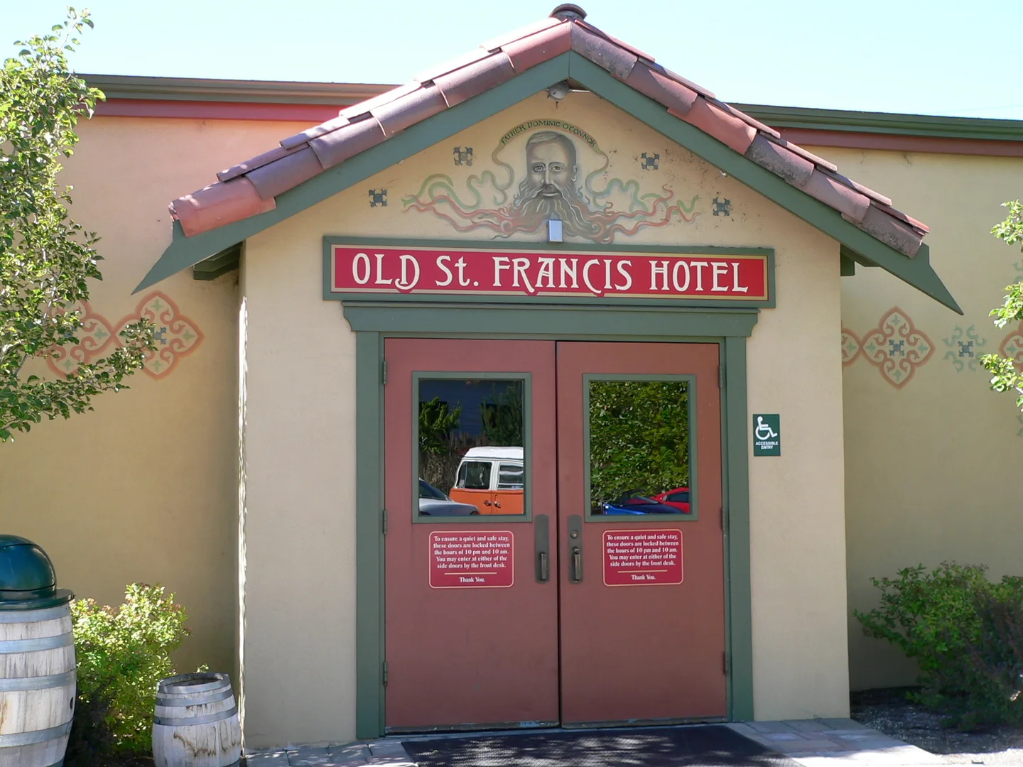 Archive photograph of the entrance to Old St. Francis School in Bend, taken in 2007